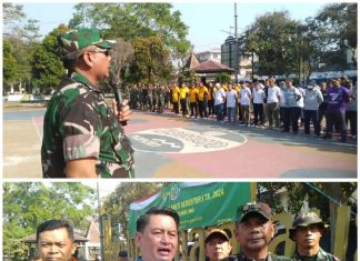 Danramil 2404/Majalaya Kapten Inf Ujang Mulyana Pimpin Giat Bakti di Alun Alun Majalaya